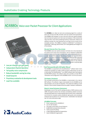 AC4880X datasheet - Voice over Packet Processor for Cilent Applications