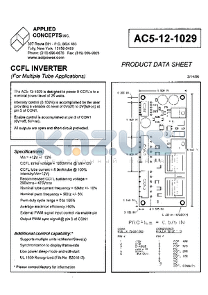 AC5-12-1029 datasheet - CCFL INVERTER