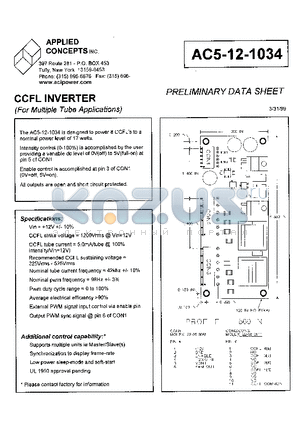 AC5-12-1034 datasheet - CCFL INVERTER