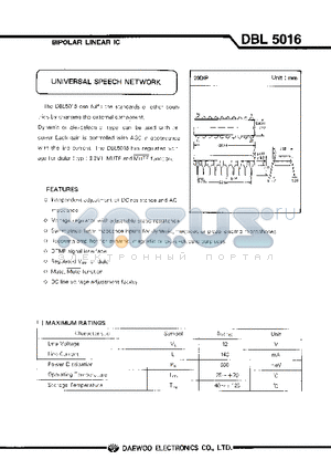 DBL5016 datasheet - UNIVERSAL SPEECH NETWORK