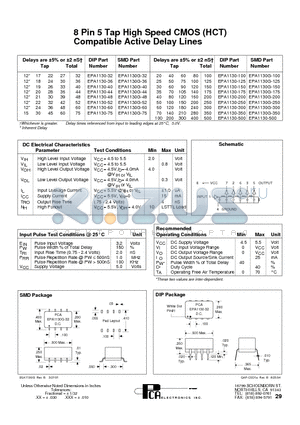 EPA1130G-44 datasheet - 8 Pin 5 Tap High Speed CMOS (HCT) Compatible Active Delay Lines