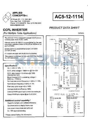 AC5-12-1114 datasheet - CCFL INVERTER