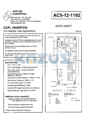 AC5-12-1192 datasheet - CCFL INVERTER