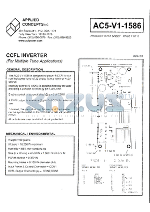 AC5-V1-1586 datasheet - CCFL INVERTER