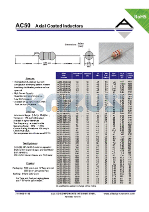 AC50-100K-RC datasheet - Axial Coated Inductors