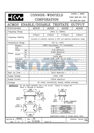 AC51R datasheet - ACMOS ENABLE/DISABLE TRISTATE OUTPUT