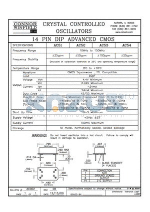 AC53 datasheet - 14 PIN DIP ADVANCED CMOS
