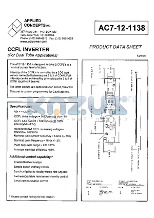 AC7-12-1138 datasheet - CCFL INVERTER