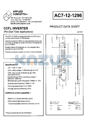 AC7-12-1296 datasheet - CCFL INVERTER