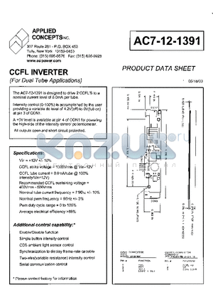 AC7-12-1391 datasheet - CCFL INVERTER