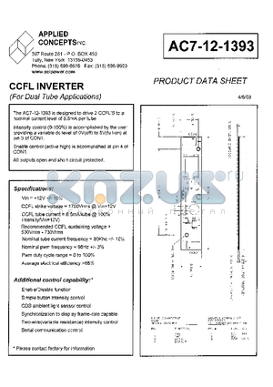AC7-12-1393 datasheet - CCFL INVERTER