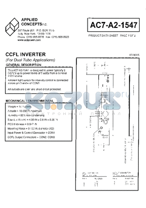 AC7-A2-1547 datasheet - CCFL INVERTER