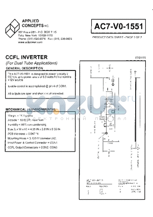AC7-V0-1551 datasheet - CCFL INVERTER
