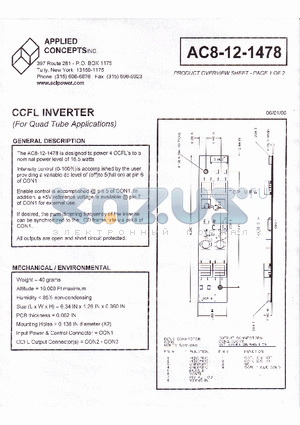 AC8-12-1478 datasheet - CCFL INVERTER