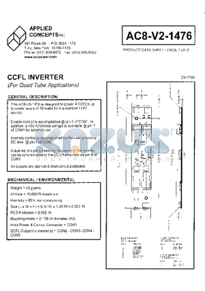 AC8-V2-1476 datasheet - CCFL INVERTER