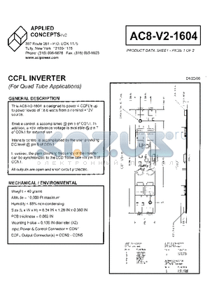 AC8-V2-1604 datasheet - CCFL INVERTER