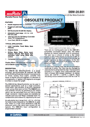 DBM-20.B01 datasheet - 20 Segment LED Bar Meter/Controller