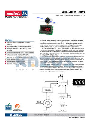 ACA-20RM datasheet - True-RMS-AC Ammeters with Built-in CT