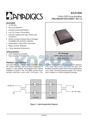 ACA1206 datasheet - 1 GHz CATV Line Amplifier