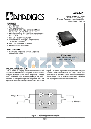 ACA2401 datasheet - 750/870 MHz CATV Power Doubler Line Amplifier