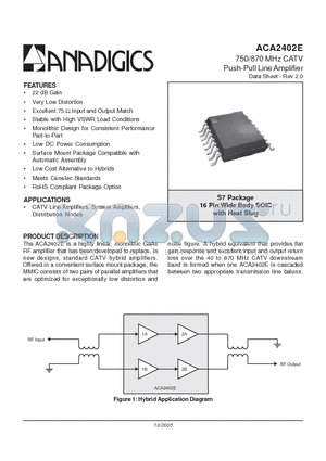 ACA2402ES7P2 datasheet - 750/870 MHz CATV Push-Pull Line Amplifier