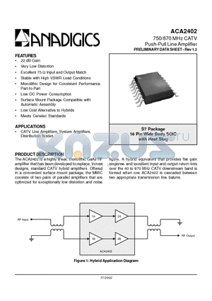 ACA2402S7P0 datasheet - 750/870 MHz CATV Push-Pull Line Amplifier