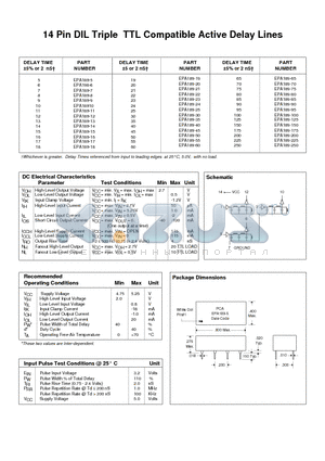 EPA189-150 datasheet - 14 Pin DIL Triple TTL Compatible Active Delay Lines