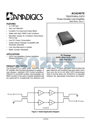 ACA2407ES7P0 datasheet - 750/870 MHz CATV Power Doubler Line Amplifier