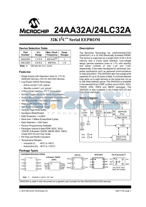 24AA32AT-E/SM datasheet - 32K I2C Serial EEPROM