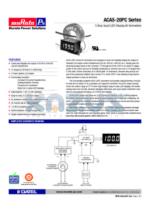 ACA5-20PC-12-AC1-RL-C datasheet - 5 Amp Input LED-Display AC Ammeters