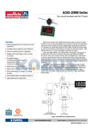 ACA5-20RM datasheet - True-rms-AC Ammeters with 5A CT Inputs