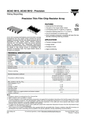 ACAC0612110RB22K1P5 datasheet - Precision Thin Film Chip Resistor Array