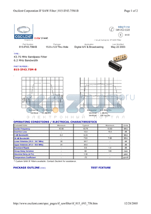 815-IF43.75M-B datasheet - Digital A/V & Broadcasting