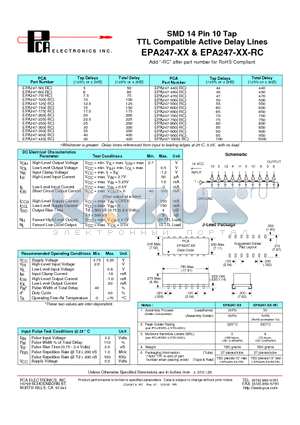 EPA247-100 datasheet - SMD 14 Pin 10 Tap TTL Compatible Active Delay Lines