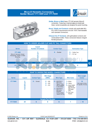 177-140H25SP datasheet - Micro-D Hermetic Connectors