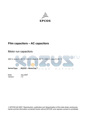 B32327B4505J033 datasheet - Film capacitors - AC capacitors
