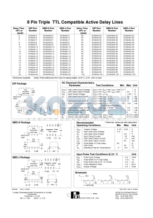 EPA249-16 datasheet - 8 Pin Triple TTL Compatible Active Delay Lines