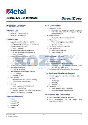 CORE429-SN datasheet - ARINC 429 Bus Interface