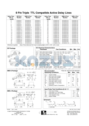 EPA249-20 datasheet - 8 Pin Triple TTL Compatible Active Delay Lines