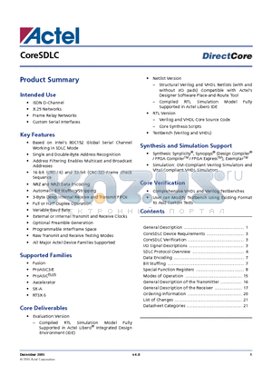 CORESDLC-SR datasheet - CoreSDLC