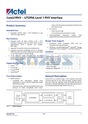 COREU1PHY-AR datasheet - CoreU1PHY - UTOPIA Level 1 PHY Interface