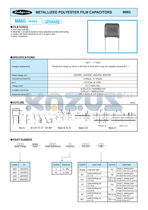 450MMG153JH7TS datasheet - METALLIZED POLYESTER FILM CAPACITORS