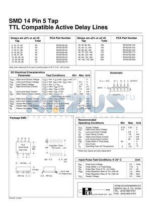 EPA2720-25 datasheet - SMD 14 Pin 5 Tap TTL Compatible Active Delay Lines