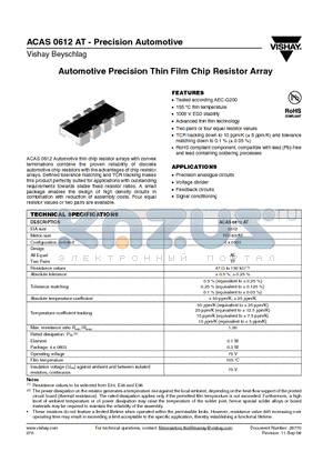 ACAS06121K1A1K1ATP5 datasheet - Automotive Precision Thin Film Chip Resistor Array