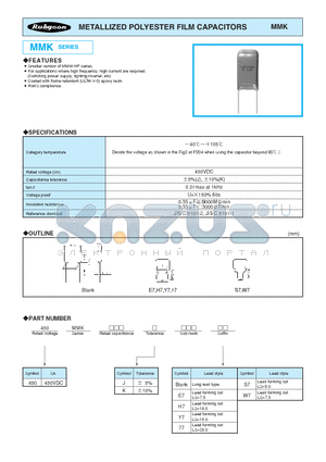 450MMK395KY7 datasheet - METALLIZED POLYESTER FILM CAPACITORS