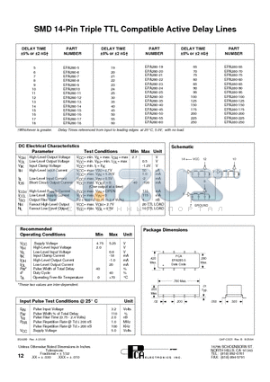EPA280-9 datasheet - SMD 14-Pin Triple TTL Compatible Active Delay Lines