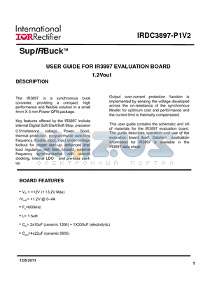 C1608X5R1C225M datasheet - USER GUIDE FOR IR3897 EVALUATION BOARD