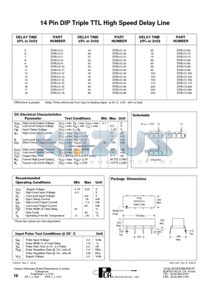 EPA313-100 datasheet - 14 Pin DIP Triple TTL High Speed Delay Line