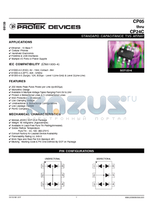 CP05_07 datasheet - STANDARD CAPACITANCE TVS ARRAY