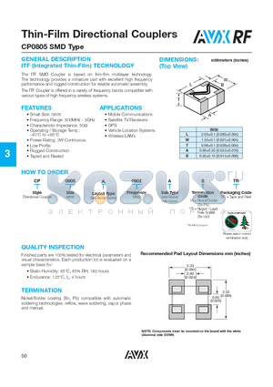 CP0805A0881AW datasheet - Thin-Film Directional Couplers